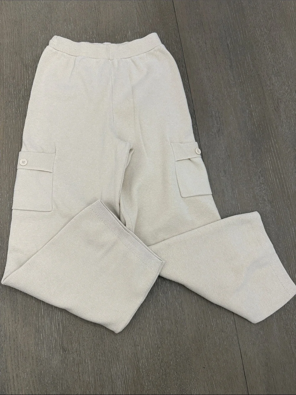 Girls Tan Knit Matching Set - Tan/Cream Short Sleeve Top & Pants